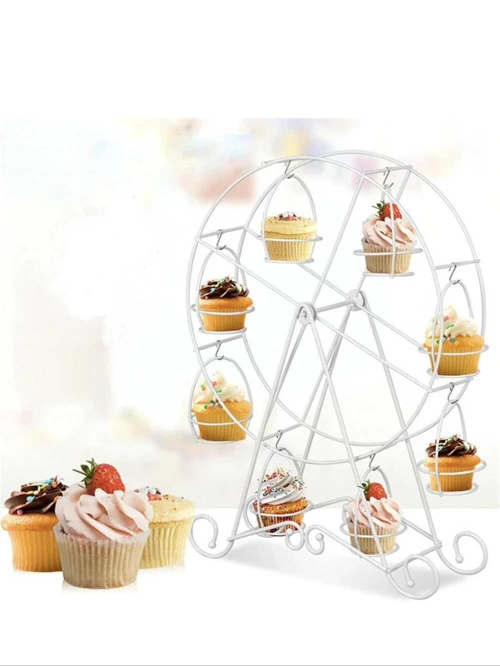White Metal Ferris Wheel Cupcake Stand - Party Display